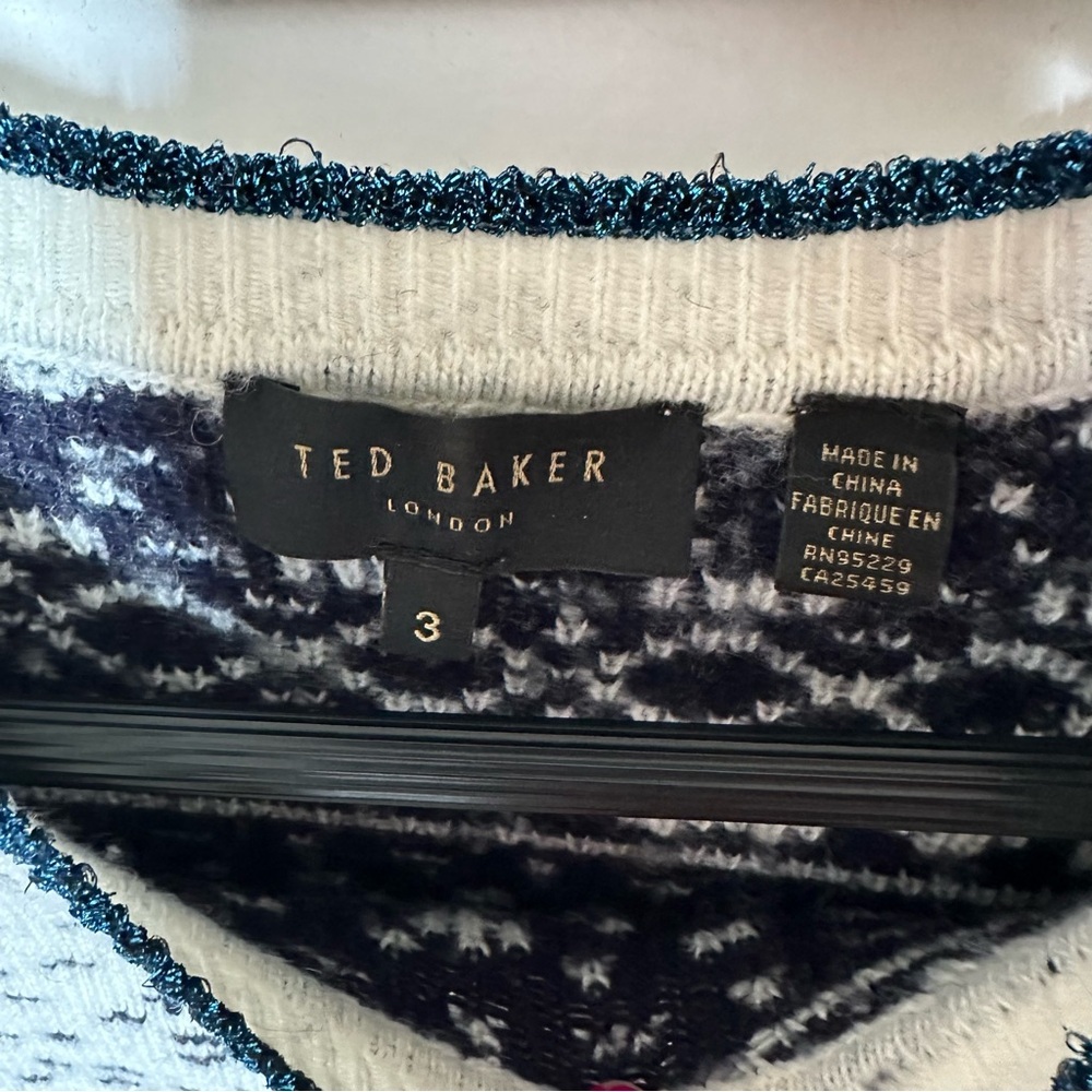 Ted Baker Polar Bear Fair Isle Alpaca Wool Sweater Nordic Winter - Picture 4 of 9